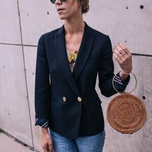 J.Crew Dover 100% Wool Double Breasted Blazer Dark Navy Size 6